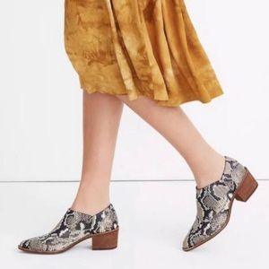 Madewell Women’s Leather Low Booties In Snake Print Size 8.5